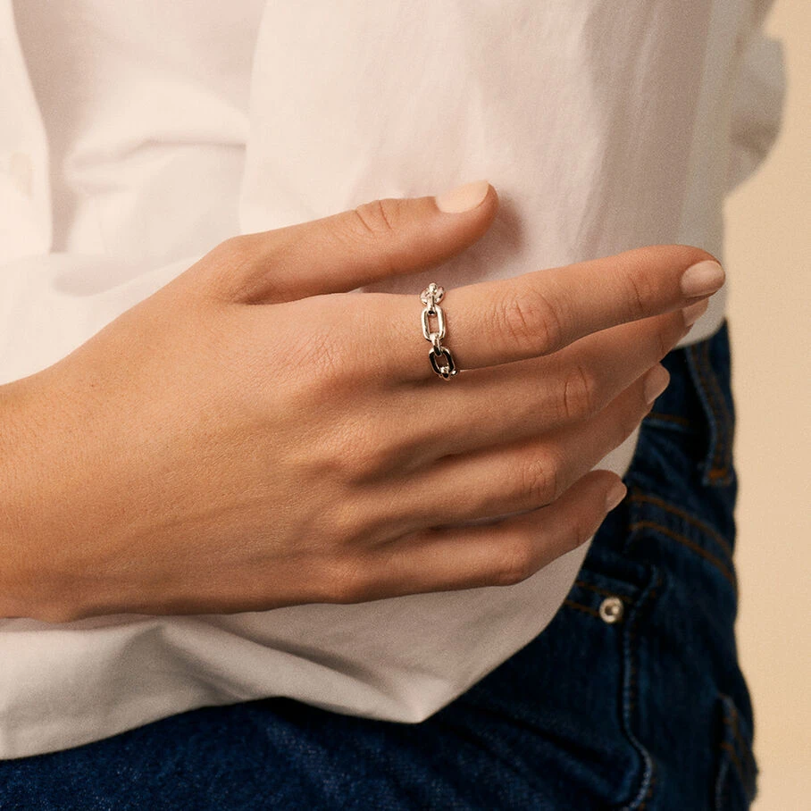 Bague Ajustable CHAIN - Argenté 4 Bague Ajustable CHAIN - Argenté – Image 2