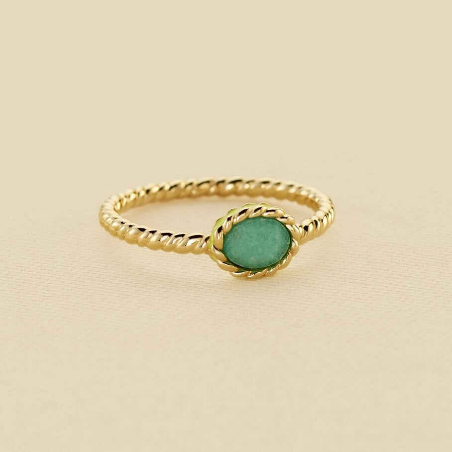Bague Fine ATMA - Amazonite/ Jaune 3 Bague Fine ATMA - Amazonite/ Jaune