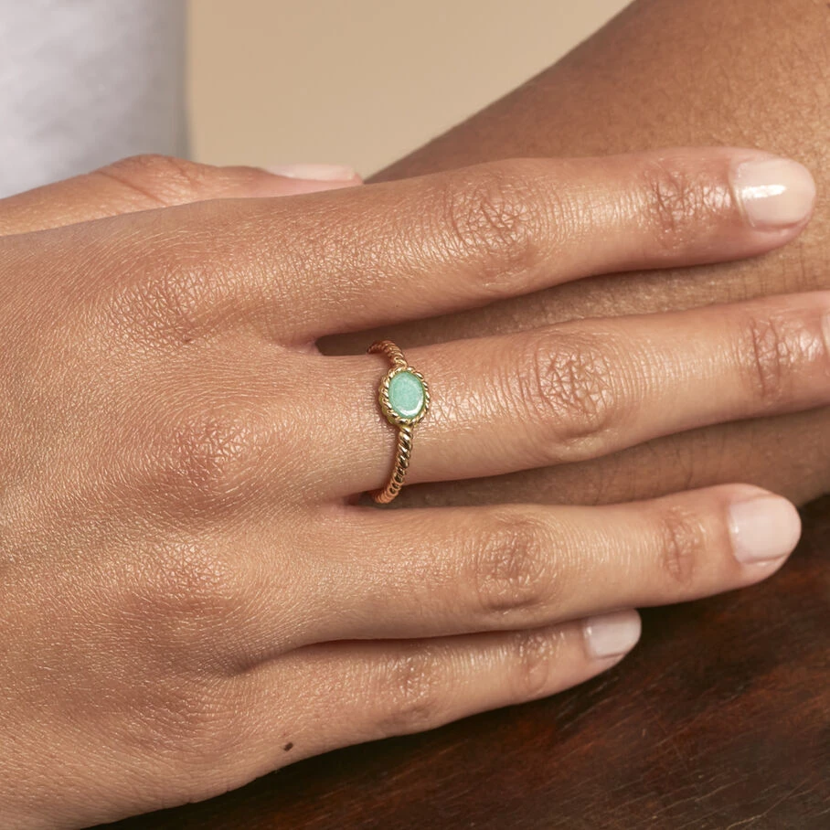 Bague Fine ATMA - Amazonite/ Jaune 4 Bague Fine ATMA - Amazonite/ Jaune – Image 2