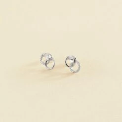 Boucles D'oreilles Puces RONDOU - Cristal / Argenté