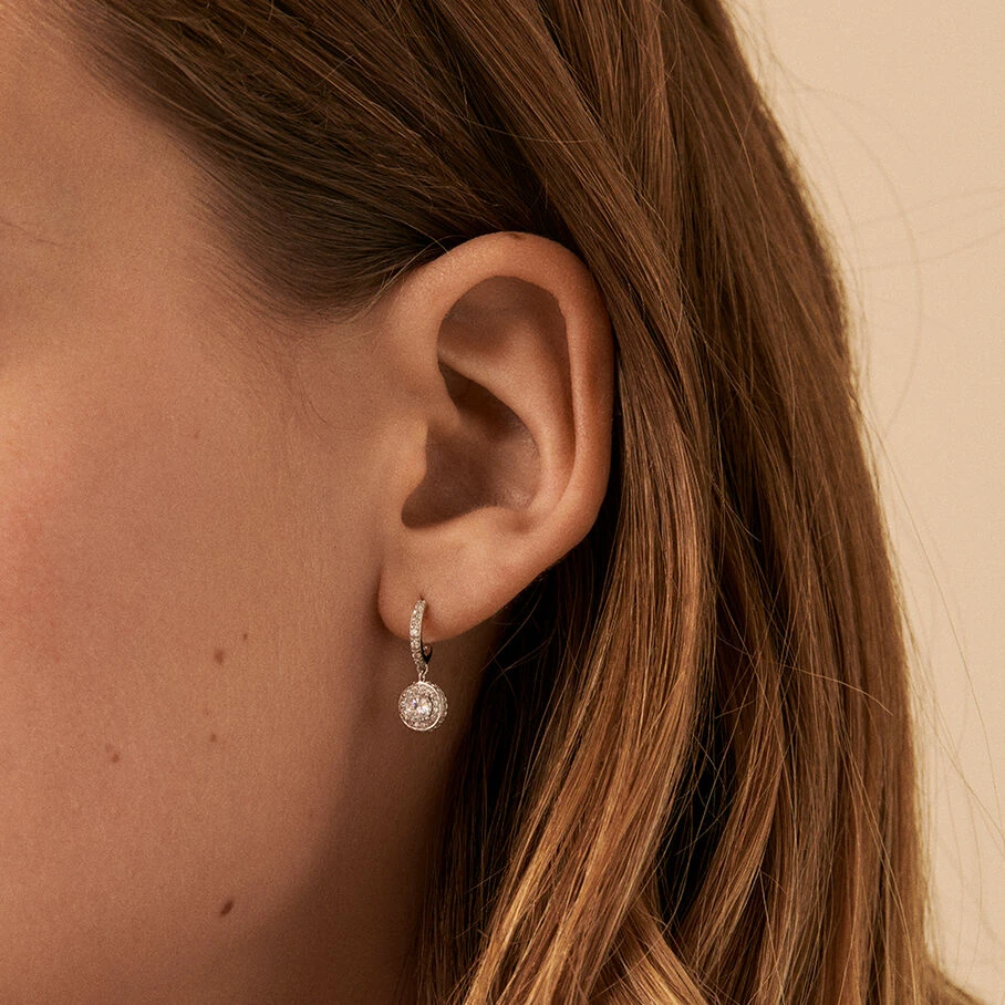 Créoles IMPERIAL - Cristal / Argenté 3 Créoles IMPERIAL - Cristal / Argenté – Image 2