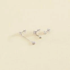 Piercing Puce MIX& MATCH - Cristal / Argenté
