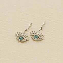 Boucles D'oreilles Pendantes LUCKY EYE - Turquoise / Argenté