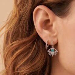 Créoles LUCKY EYE - Turquoise / Argenté -Agatha 02321271 650 TU M1