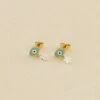 Boucles D'oreilles Puces CYCLADES - Turquoise / Doré -Agatha 02381225 731 TU 01