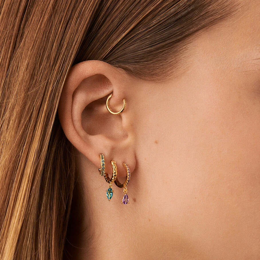 Piercing Créole MAMBA - Turquoise / Doré 4 Piercing Créole MAMBA - Turquoise / Doré – Image 2