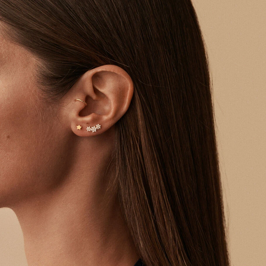 Piercing Puce TRIOFLOR - Cristal / Doré 4 Piercing Puce TRIOFLOR - Cristal / Doré – Image 2