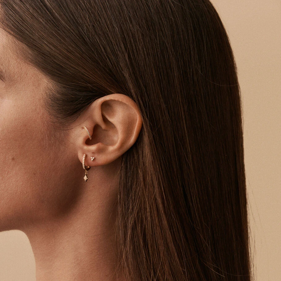 Piercing Créole DIAMSTAR - Cristal / Doré 4 Piercing Créole DIAMSTAR - Cristal / Doré – Image 2