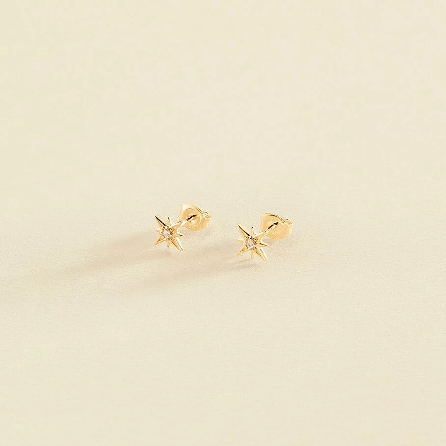 Boucles D'oreilles Puces OURSE - Cristal / Doré 3 Boucles D'oreilles Puces OURSE - Cristal / Doré