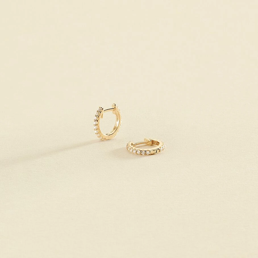 Créoles AUSTRAL - Cristal / Doré 3 Créoles AUSTRAL - Cristal / Doré