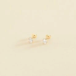 Boucles D'oreilles Puces SOL - Cristal / Doré
