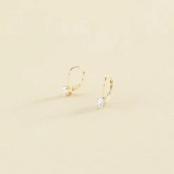 Boucles D'oreilles Pendantes SOL - Cristal / Doré