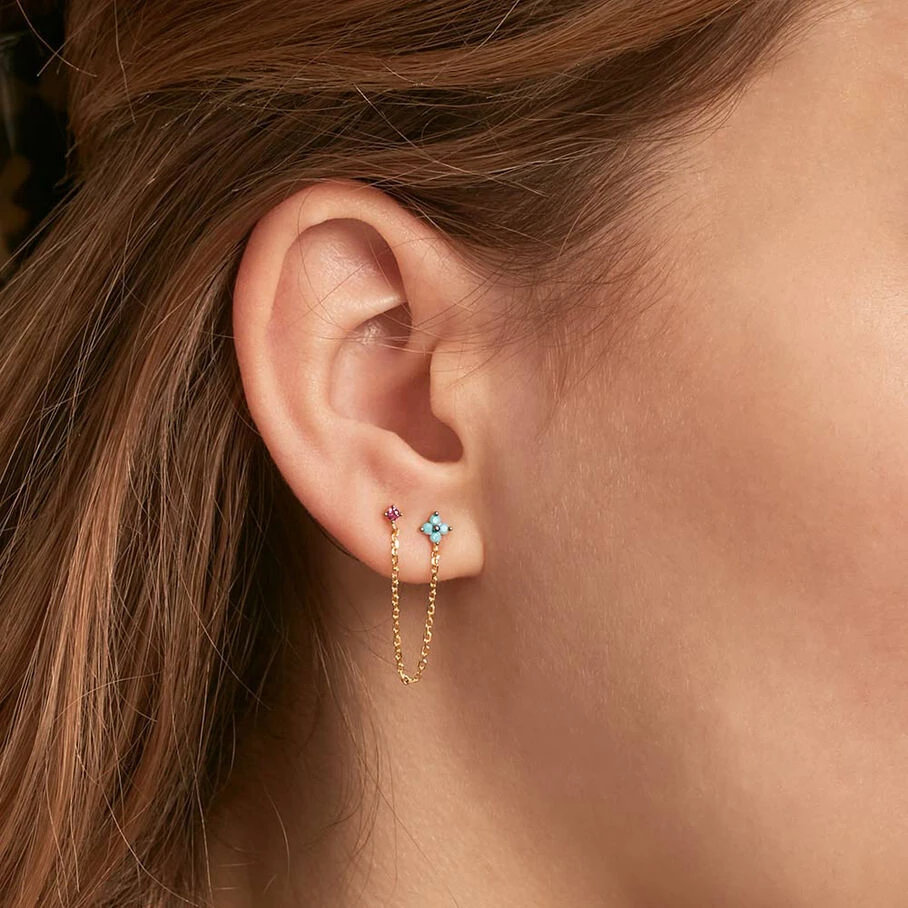 Piercing Puce MIX& MATCH - Turquoise / Doré 4 Piercing Puce MIX& MATCH - Turquoise / Doré – Image 2