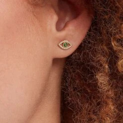 Boucles D'oreilles Puces LUCKY EYE - Vert / Doré -Agatha 02390790 658 TU M2