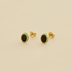Boucles D'oreilles Puces ATMA - Onyx/ Vert