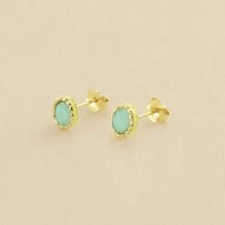Boucles D'oreilles Puces ATMA - Amazonite/ Jaune
