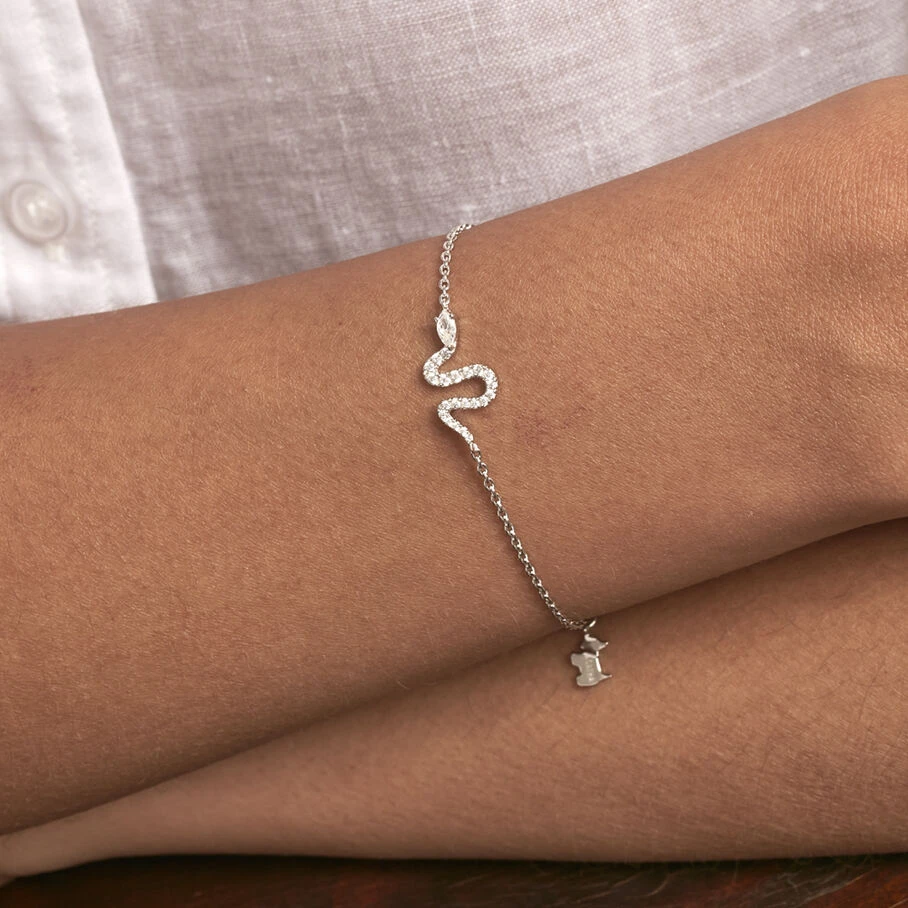 Bracelet Souple SNAKY - Cristal / Argenté 4 Bracelet Souple SNAKY - Cristal / Argenté – Image 2