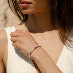 Jonc BONHEUR - Rose/blanc/bleu -Agatha 02480229 981 TU M2