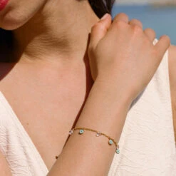 Bracelet Souple CYCLADES - Turquoise / Doré -Agatha 02480272 731 TU M2