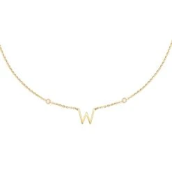 Collier Ras Du Cou LETTRE W - Cristal / Doré