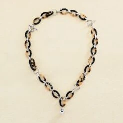 Collier Mi-long BOUCLE - Ecaille / Noir