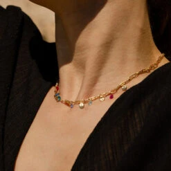 Collier Ras Du Cou CYCLADES - Multicolore / Doré -Agatha 02681161 256 TU M2